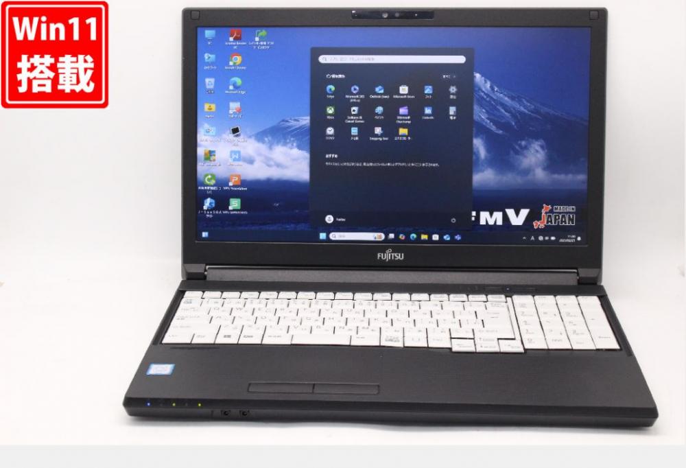 中古美品 フルHD 15.6型 Fujitsu LIFEBOOK A579A Windows11 八世代 i5-8365U 8GB 256GB-SSD カメラ 無線 Office付 中古パソコン 管:1102v