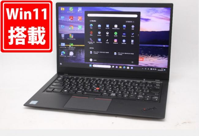 充放電回数15回  中古 フルHD 14型 Lenovo ThinkPad X1 Carbon Windows11 八世代 i5-8350U 8GB NVMe 256GB-SSD カメラ 無線 Office付 中古パソコン 管:1000m