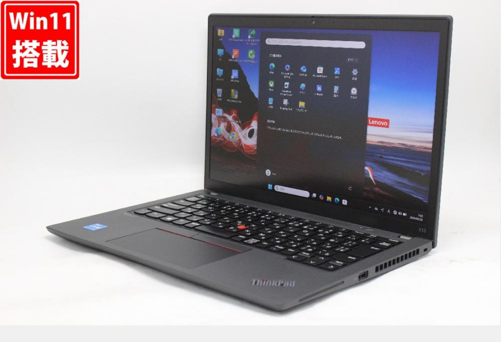 充放電回数53回 中古美品 フルHD対応WUXGA 13.3型 Lenovo ThinkPad X13 Gen2 Windows11 第11世代 i3-1115G4 8GB NVMe 256GB-SSD カメラ LTE 無線Wi-Fi6 Office付き 中古パソコン 管:1361r