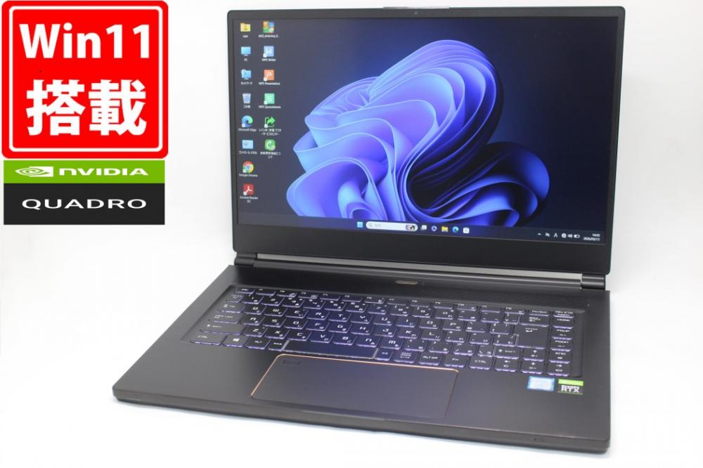 ゲーミングPC 使用989時間 良品 フルHD 15.6型 ELSA VELUGA 3000 Windows11 第9世代 i7-9750H 32GB NVMe 1TB-SSD NVIDIA Quadro RTX 3000 カメラ 無線Wi-Fi6 Office付き 中古パソコン 管:1333m