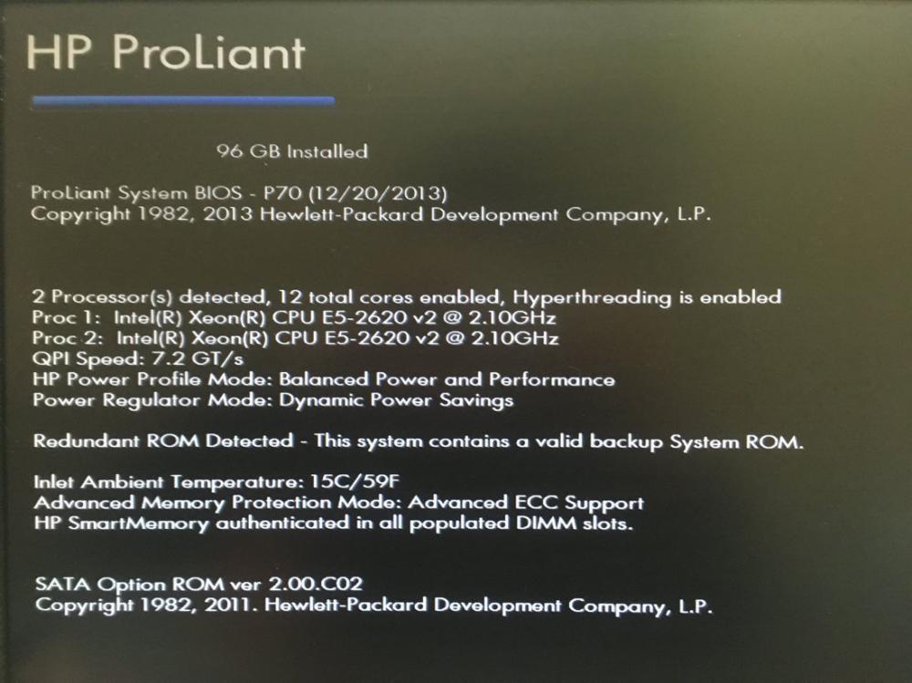 動作美品 2Uラックマウント型サーバ HP ProLiant DL380p Gen8 Server/ Intel Xeon E5-2620v2 (x2)/ 96GBメモリ/ 8Gbps Dual Port Fiber Adapter (x2) / 300GB 1.5k SAS (x2)/ 1Gbps