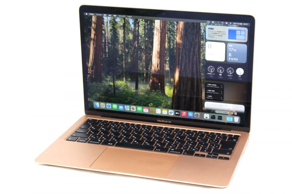 良品 2K液晶 13.3型 Apple MacBoko Air A2179 (2020年) ゴールド macOS 15 Sequoia(正規Win11追加可) 第10世代 i3-1000NG4 8GB NVMe 512GB-SSD カメラ 無線 中古パソコン 管:0944h