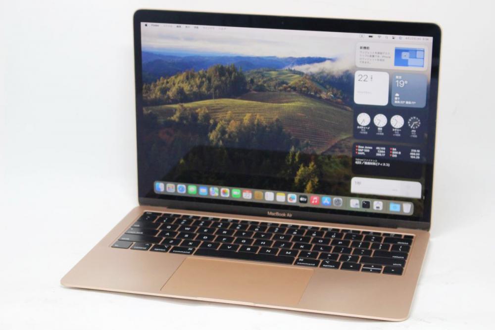 良品 2K液晶 13.3型 Apple MacBook Air A1932( 2019 ) ゴールド macOS 14 Sonoma(正規Win11追加可) 第8世代 i5-8210Y 16GB NVMe 512GB-SSD カメラ 無線 中古パソコン 管:0918h