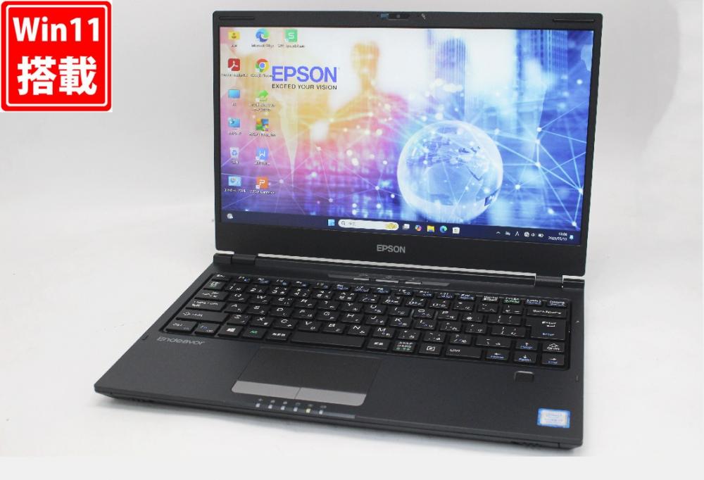 良品 フルHD 13.3型 Epson Endeavor NA520E Windows11 八世代 i7-8565U 16GB 256GB-SSD カメラ 無線 Office付 中古パソコン  管:1344w