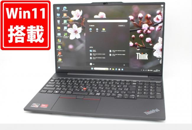 充放電回数2回  28時間 美品 フルHD 15.6型 Lenovo ThinkPad E16 Gen1 Windows11 AMD Ryzen 5-7530U 16GB NVMe 512GB-SSD カメラ 無線Wi-Fi6 Office付 中古パソコン 管:1748m