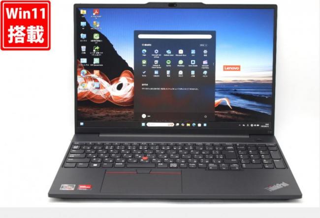 136時間 中古美品 フルHD 15.6型 Lenovo ThinkPad E16 Gen1 Windows11 AMD Ryzen 5-7530U 16GB NVMe 512GB-SSD カメラ 無線Wi-Fi6 Office付 中古パソコン 管:0959v