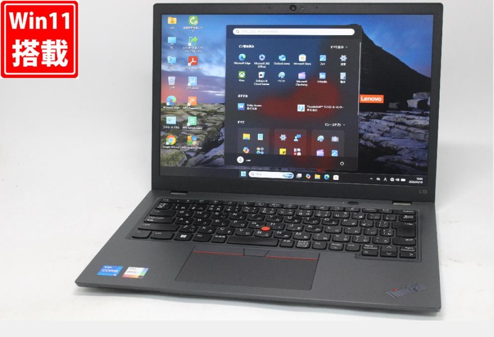 良品フルHD対応WUXGA 13.3型 Lenovo ThinkPad L13 Gen3 Windows11 10コア 第12世代 i5-1235U 16GB NVMe 256GB-SSD カメラ 無線Wi-Fi6 Office付き 中古パソコン 管:1033w