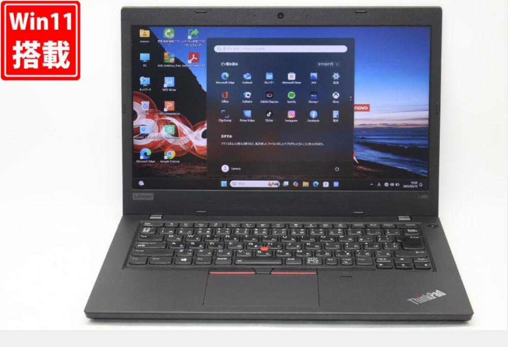 中古 フルHD 14型 Lenovo ThinkPad L480 Type 20LT Windows11 八世代 i5-8250U 8GB NVMe 256GB-SSD カメラ 無線 Office付 中古パソコン 管:1019v