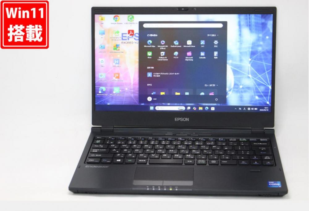 中古 フルHD 13.3型 EPSON Endeavor NA521E Windows11 第11世代 i7-1165G7 16GB NVMe 256GB-SSD カメラ 無線Wi-Fi6 Office付き 中古パソコン 管:1004v