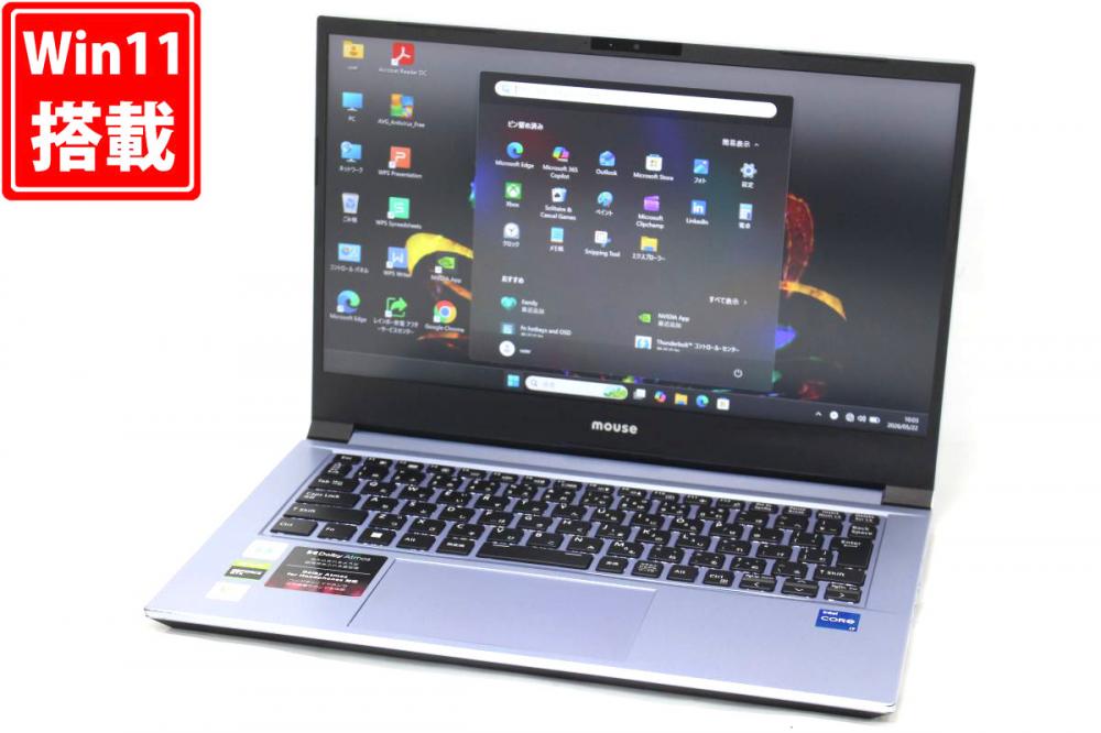 ゲーミングPC 良品 フルHD 14型 Mouse マウスコンピューター 22074N-ADLASW11 Windows11 12コア 第12世代 i7-1260P 16GB NVMe 512GB-SSD NVIDIA GTX 1650 カメラ 無線Wi-Fi6 Office付 管:0924h