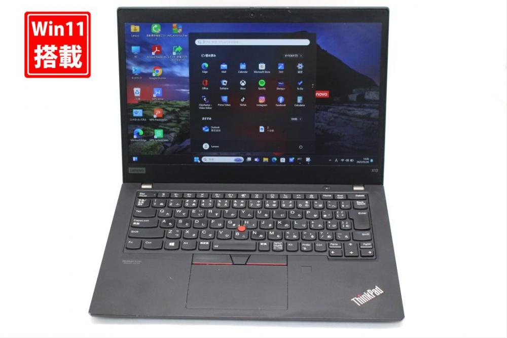 中古良品 フルHD 13.3型 Lenovo ThinkPad X13 Windows11 第10世代 i5-10210U 8GB NVMe 256GB-SSD カメラ 無線 Office付 中古パソコン 管:1422s