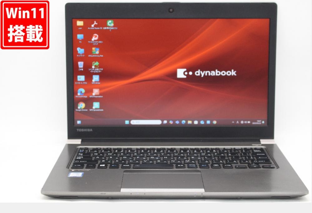 中古良品 13.3型 TOSHIBA DYNABOOK R63M Windows11 八世代 i3-8130u 8GB 256GB-SSD カメラ 無線 Office付 中古パソコン 税無 管:1657r