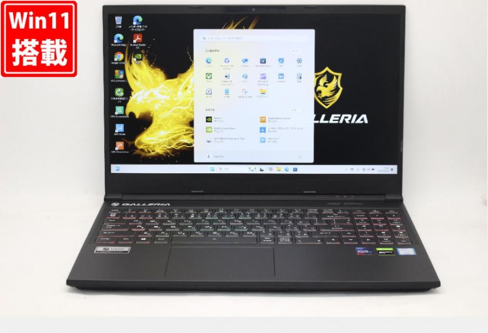 ゲーミングPC  NVMe 新品512GB-SSD 中古美品 フルHD 15.6型 THIRDWAVE GALLERIA GCR1650GF Windows11 九世代 i7-9750H 16GB NVIDIA GeForce GTX 1650 カメラ 無線 Office付 中古パソコン 管:160