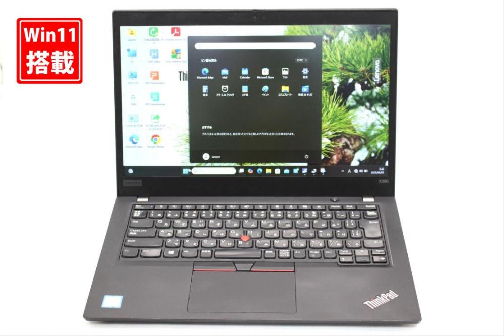 良品 フルHD 13.3型 Lenovo ThinkPad X390 Windows11 八世代 i5-8265u 8GB NVMe 256GB-SSD カメラ 無線 Office付 中古パソコン 管:0931s