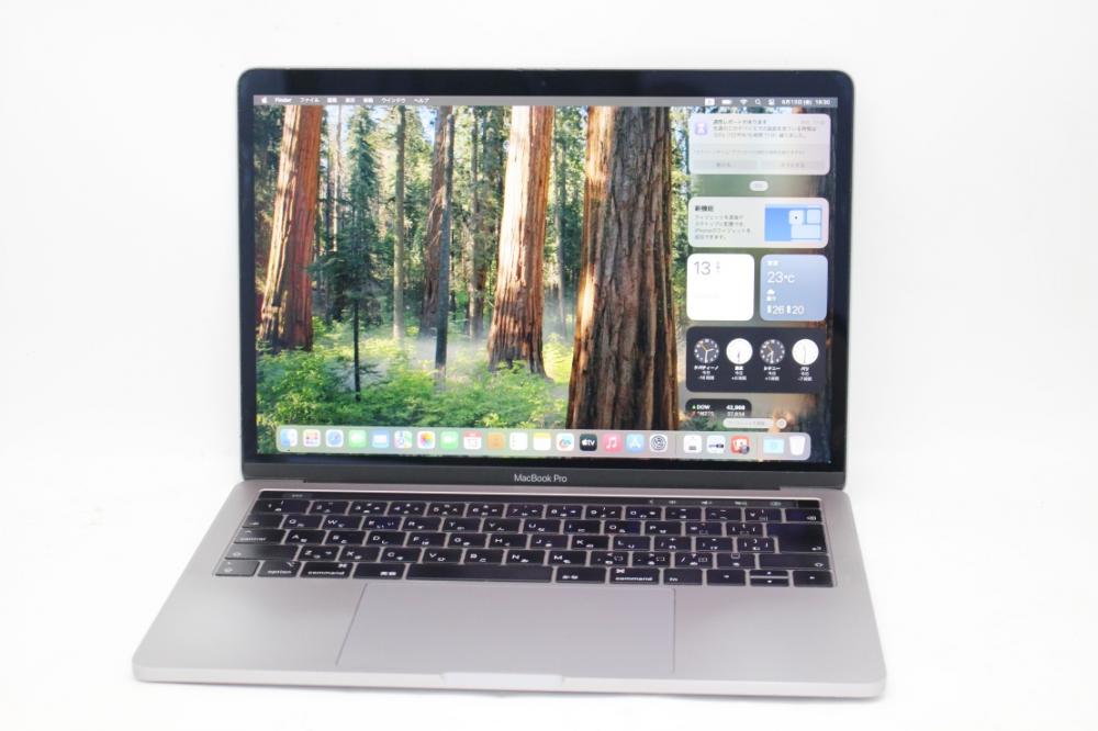 訳有 2K対応 13.3型 Apple MacBook Pro A1989 (Touch Bar 2018)グレー macOS 15 Sequoia(正規Win11追加可) 八世代 i5-8259u 8GB NVMe 256GB-SSD カメラ 無線 中古パソコン 管:0930k