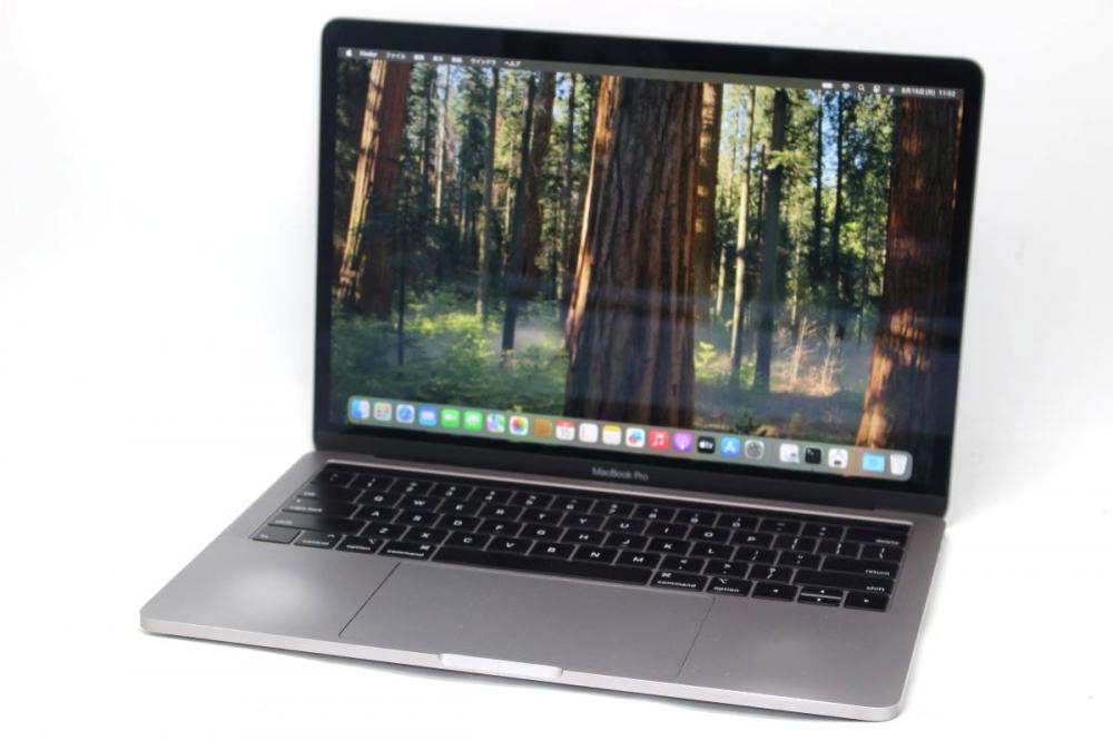 中古 2K液晶 13.3型 Apple MacBook Pro A1989 (TouchBar2019) グレー macOS 15 Sequoia(正規Win11追加可) 第8世代 i7-8569U 16GB NVMe 512GB-SSD カメラ 無線 中古パソコン 管:0935h