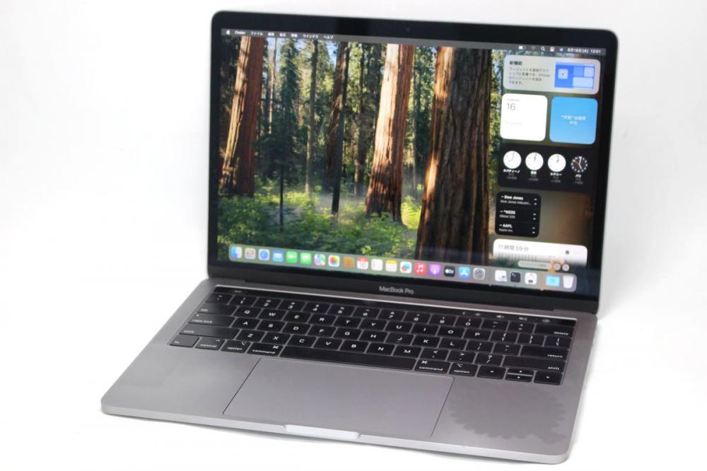 中古 2K液晶 13.3型 Apple MacBook Pro A1989 (TouchBar2019) グレー macOS 15 Sequoia(正規Win11追加可) 第8世代 i7-8569U 16GB NVMe 512GB-SSD カメラ 無線 中古パソコン 管:1347h