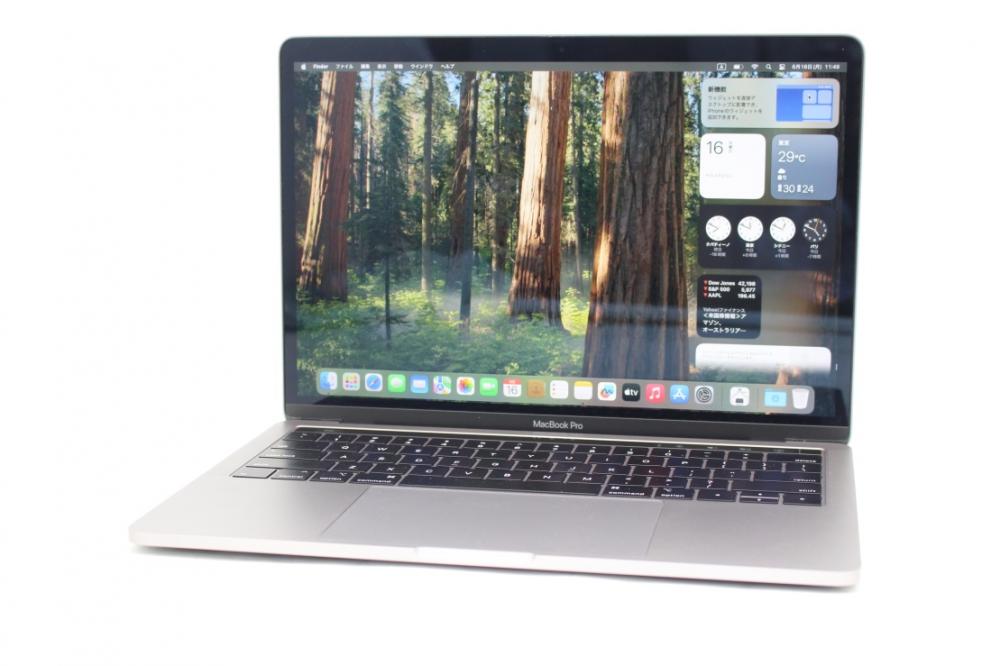 中古良品 2K対応 13.3型 Apple MacBook Pro A1989 (TouchBar2019) グレー macOS 15 Sequoia(正規Win11追加可) 八世代 i5-8279U 16GB NVMe 512GB-SSD カメラ 無線 中古パソコン 管:1305r