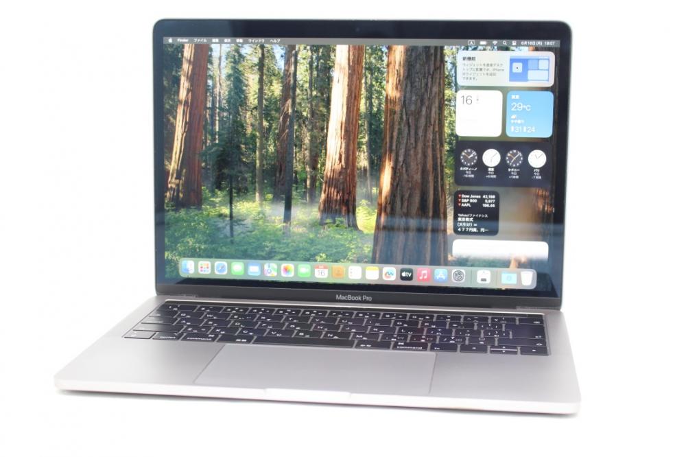 中古美品 2K対応 13.3型 Apple MacBook Pro A1989 (TouchBar2019) グレー macOS 15 Sequoia(正規Win11追加可) 八世代 i5-8279U 16GB NVMe 512GB-SSD カメラ 無線 中古パソコン 管:1827r