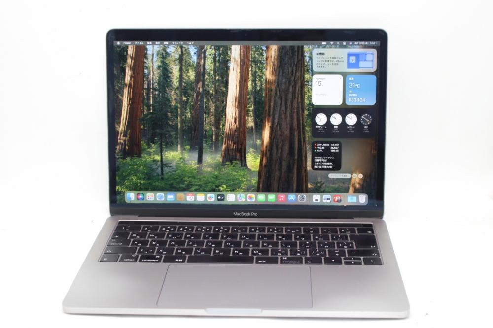 良品 2K対応 13.3型 Apple MacBook Pro A1989(Touch Bar2019)グレー macOS 15 Sequoia(正規Win11追加可) 八世代 i5-8279u 16GB NVMe 512GB-SSD カメラ 無線 中古パソコン 管:1040k