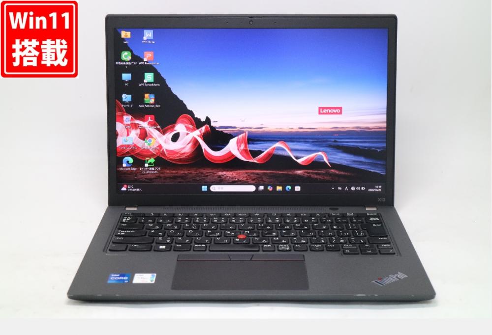 中古 フルHD対応WUXGA 13.3型 Lenovo ThinkPad X13 Gen2 Windows11 第11世代 i7-1165G7 16GB NVMe 512GB-SSD カメラ 無線Wi-Fi6 Office付き 中古パソコン 管:1037w
