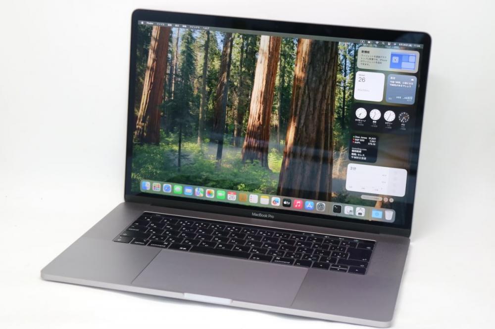 中古美品 2.8K液晶 15.4型 Apple MacBook Pro A1990 Mid-2018 (Touch Bar) グレー macOS 15 Sequoia(正規Win11追加可)  i7-8750H 16GB NVMe 256GB-SSD Radeon Pro 555x 管:1149h