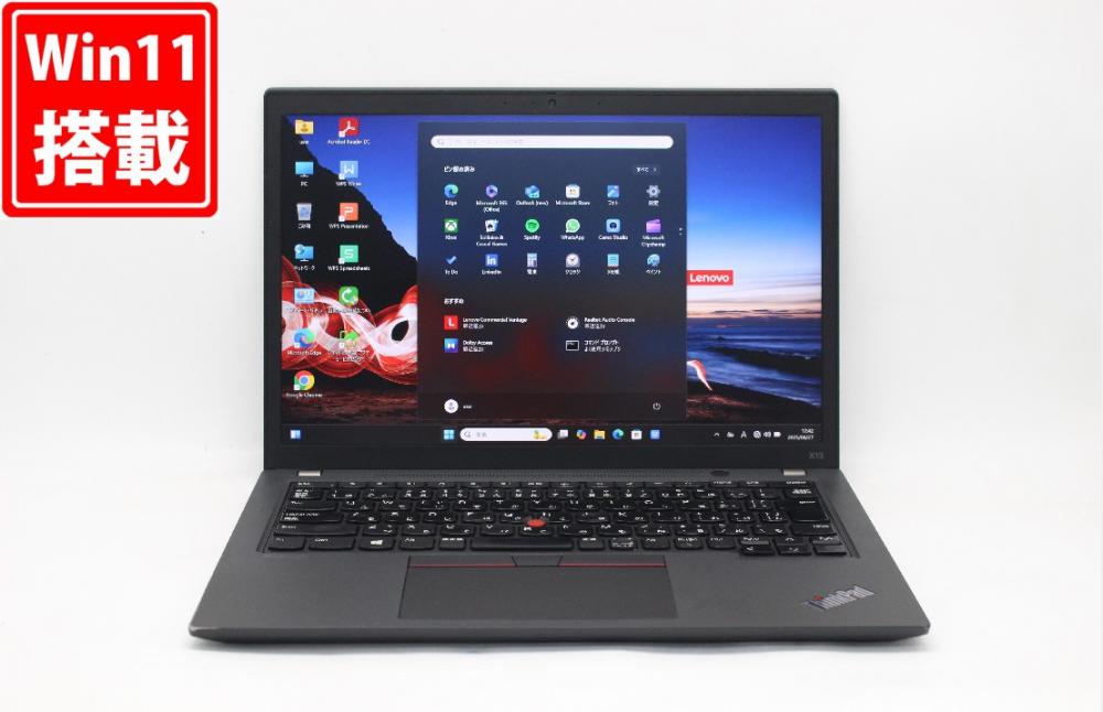 中古 フルHD対応WUXGA 13.3型 Lenovo ThinkPad X13 Gen 2 Windows11 AMD Ryzen 5-PRO 5650U 16GB NVMe 256GB-SSD カメラ 無線Wi-Fi6 Office付き 中古パソコン 管:1803j