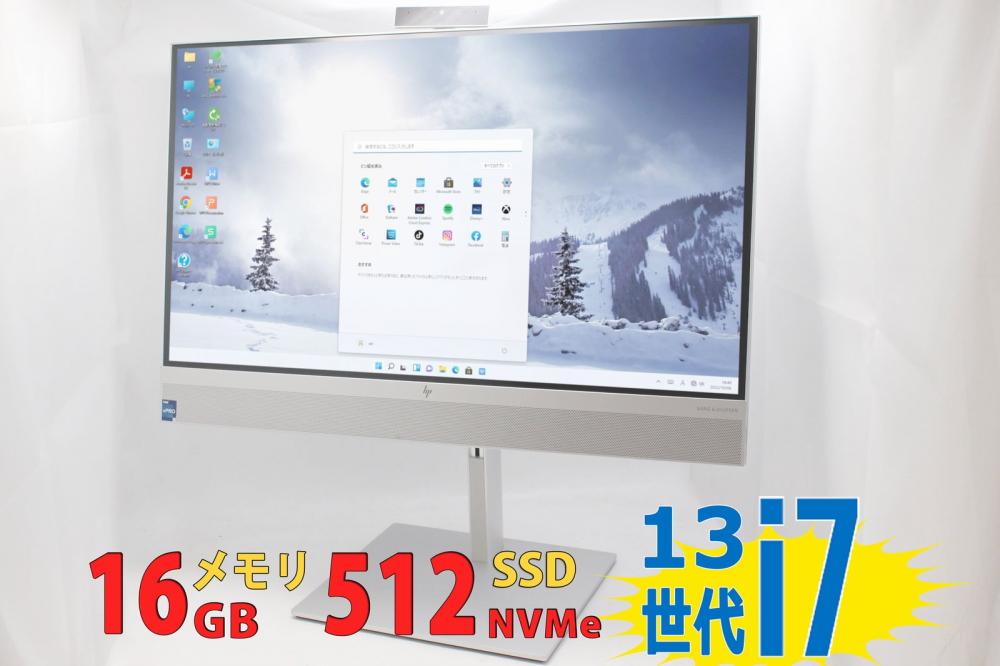 中古良品 2K対応 27型液晶一体型 HP EliteOne 870 G9 27-inch All-in-One Windows11 16コア 13世代 i7-13700 16GB NVMe 512GB-SSD カメラ 無線Wi-Fi6 Office付 中古パソコン 管:1405f