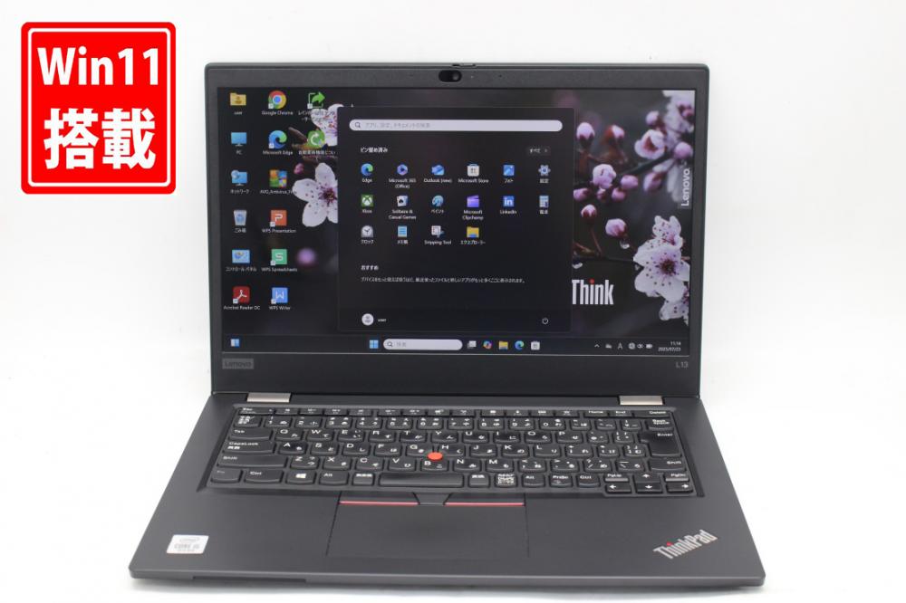中古 フルHD 13.3型 Lenovo ThinkPad L13 Gen1 Windows11 第10世代 i5-10210u 8GB 512GB-SSD カメラ 無線Wi-Fi6 Office付き 中古パソコン 管:1145k