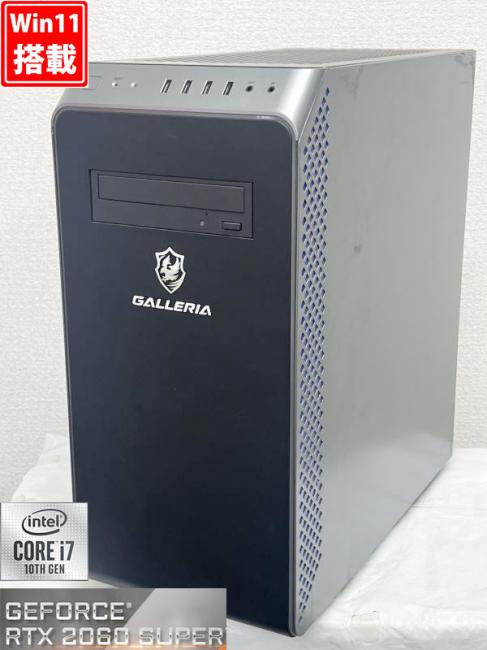 ゲーミングPC  中古美品 THIRDWAVE ドスパラPC GALLERIA XA7C-R60S Windows11 8コア 第10世代 i7-10700F 16GB 1TB-SSD + 2TB-HDD NVIDIA GeForce RTX2060 Super Office付き 管:0934h