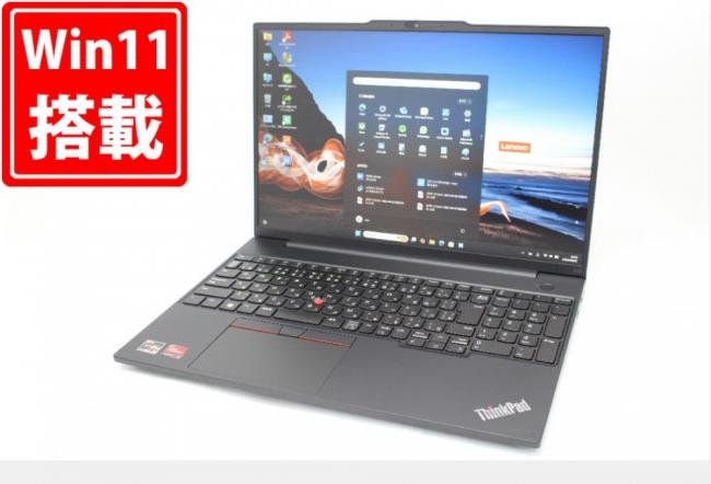 充放電回数6回  19時間 中古美品 フルHD対応WUXGA 15.6型 Lenovo ThinkPad E16 Gen1 Windows11 AMD Ryzen 5-7530U 16GB NVMe 512GB-SSD カメラ 無線Wi-Fi6 Office付き 中古パソコン 管:0955m