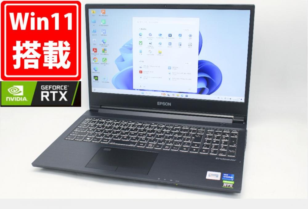 ゲーミングPC  NVMe 新品512GB-SSD 良品 フルHD 15.6型 EPSON Endeavor NJ7500E Windows11 8コア 第11世代 i7-11800H 16GB GeForce RTX 3060 Laptop GPU カメラ 無線Wi-Fi6 Office付き 中古