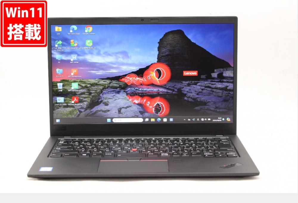 中古 フルHD 14型 Lenovo ThinkPad X1Carbon 7th Windows11 八世代 i5-8265U 8GB NVMe 256GB-SSD カメラ 無線 Office付 中古パソコン 管:0950w