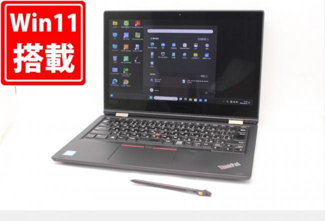 中古 フルHD タッチ 13.3型 Lenovo ThinkPad L380 Yoga Windows11 八世代 i5-8250U 8GB NVMe 256GB-SSD カメラ 無線 Office付 中古パソコン 管:1431m