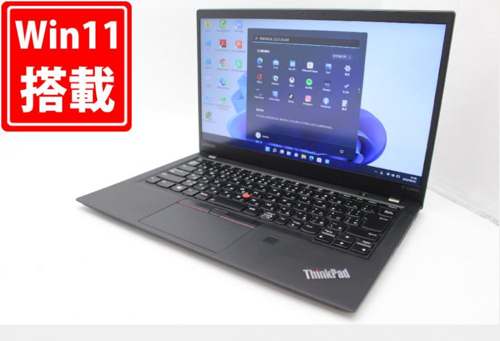  1389時間 中古良品 フルHD 13.3型 Lenovo ThinkPad X1 Carbon Windows11 七世代 i5-7300U 8GB 256GB-SSD カメラ 無線 Office付 中古パソコン