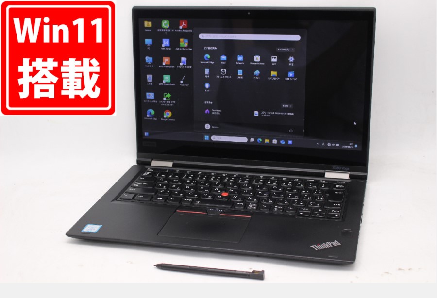 中古 フルHD タッチ 13.3型 Lenovo ThinkPad X380 Yoga Windows11 八世代 i5-8350U 8GB NVMe 256GB-SSD カメラ 無線 Office付 中古パソコン 管:0930m