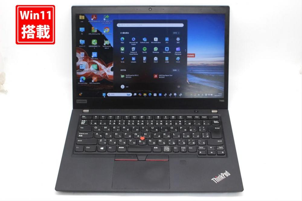 中古 フルHD 14型 Lenovo ThinkPad T495 Windows11 AMD Ryzen 5-PRO 3500U 8GB NVMe 256GB-SSD カメラ 無線 Office付き 中古パソコン 管:1741s