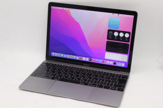中古 2K対応 12型 Apple MacBook A1534 Mid-2017 グレー macOS Monterey(正規Win11追加可) 七世代 i5-7Y54 16GB NVMe 256GB-SSD カメラ 無線 中古パソコン