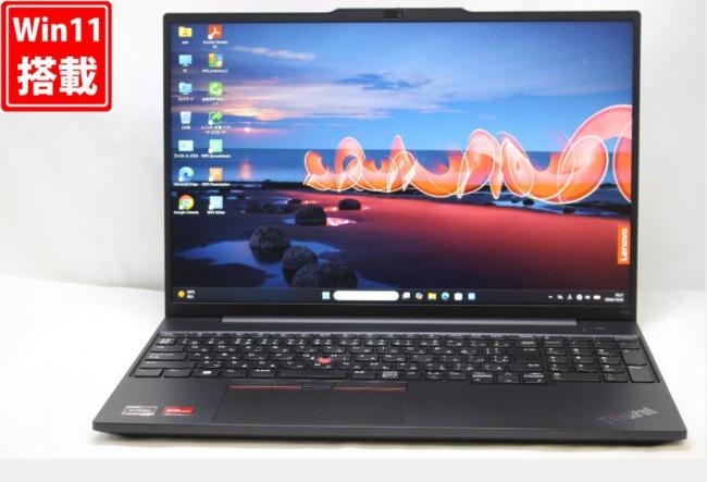 良品 フルHD対応WUXGA 16型 Lenovo ThinkPad E16 Gen1 Windows11 AMD Ryzen5 7530U 16GB NVMe 512GB-SSD カメラ 無線Wi-Fi6 Office付き 中古パソコン 管:1132w