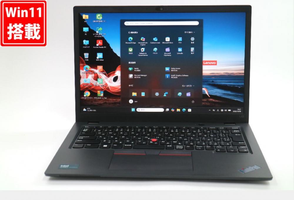 充放電回数84回 【メーカー保証付】 中古美品 AI PC フルHD対応WUXGA 13.3型 Lenovo ThinkPad L13 Gen5 Type 21LC Windows11 12コア 第14世代Core Ultra 7-165U 32GB NVMe 1TB-SSD カメラ 無線Wi-Fi