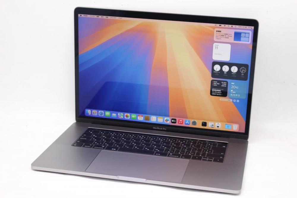 充放電回数19回  中古美品 2K対応 15.4型 Apple MacBook Pro A1990 Mid-2018 (Touch Bar) グレー macOS 15 Sequoia八世代 i7-8750H 16GB NVMe 512GB-SSD   Radeon Pro 555X管:1004h