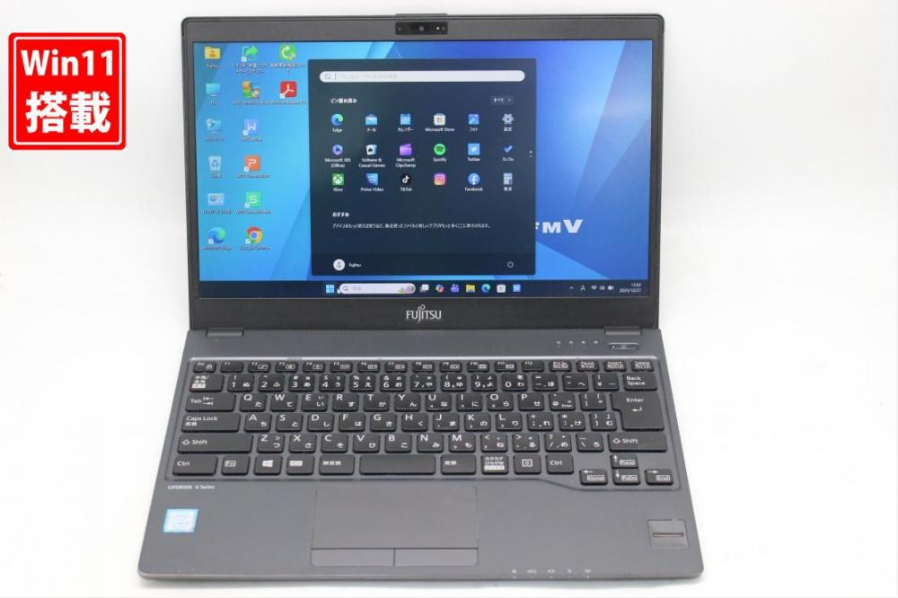 中古美品 フルHD 13.3型 Fujitsu LIFEBOOK U938S Windows11 第8世代 i5-8350u 8GB 256GB-SSD カメラ 無線 Office付き 中古パソコン 管:1144s