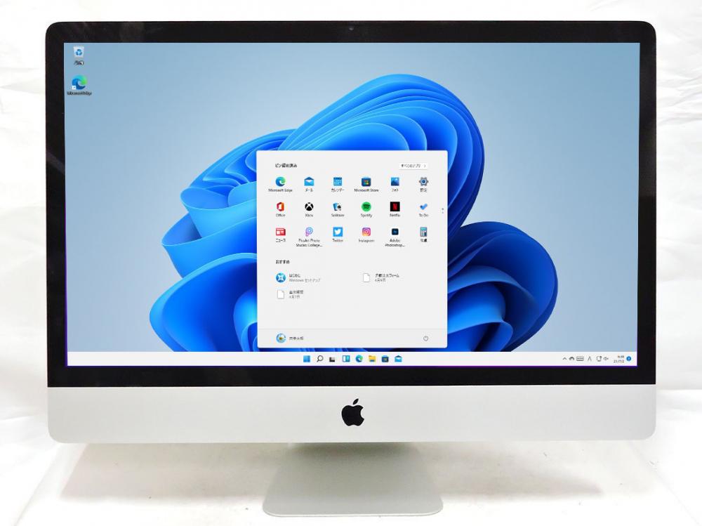  新品512GB-SSD搭載 中古 フルHD 21.5型液晶一体型 Apple iMac A1418 Mid-2017 Windows11 + macOS Monterey 七世代 i5-7360U 16GB カメラ 無線 Office付 中古パソコン