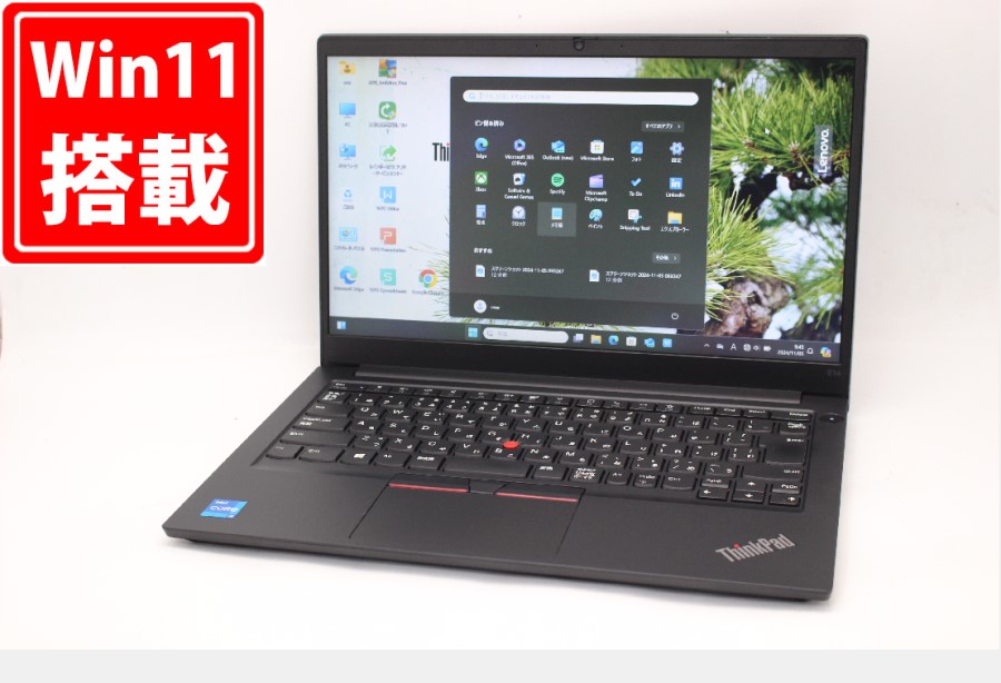 レインボー家電 / 充放電回数84回 NVMe 新品256GB-SSD 良品 フルHD 14型 Lenovo ThinkPad E14 Gen2  Windows11 第11世代 i5-1135G7 8GB カメラ 無線Wi-Fi6 Office付 中古パソコン 管:0955m