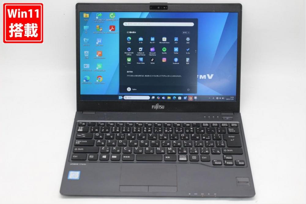 中古 フルHD 13.3型 Fujitsu LIFEBOOK U938S Windows11 第8世代 i5-8350u 8GB 256GB-SSD カメラ 無線 Office付き 中古パソコン 管:1414s