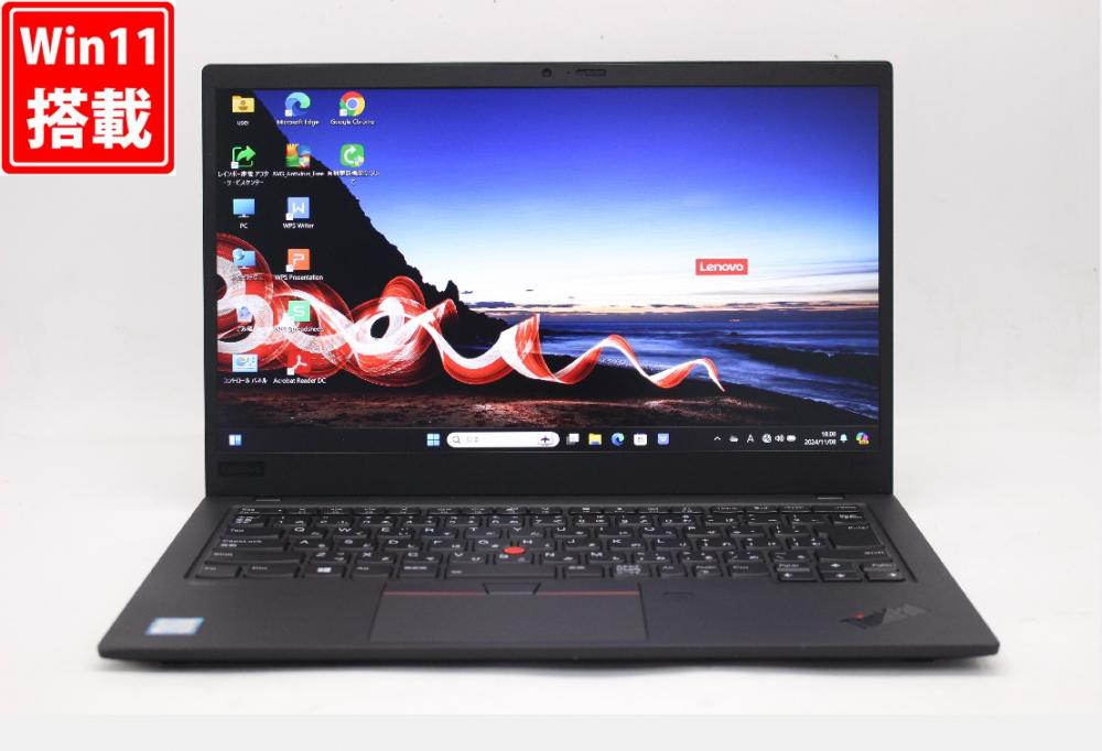 訳有 フルHD 14型 Lenovo ThinkPad X1 Carbon 7th Windows11 八世代 i7-8565U 16GB NVMe 512GB-SSD カメラ 無線 Office付 中古パソコン 管:1847w