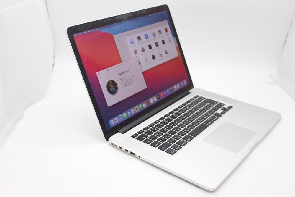新品256GB-SSD搭載 中古良品 2K対応 15.4型 Apple MacBook Pro A1398 Late-2013 macOS BigSur 四世代 i7-4850HQ 16GB NVIDIA GT750M カメラ 無線 中古パソコン
