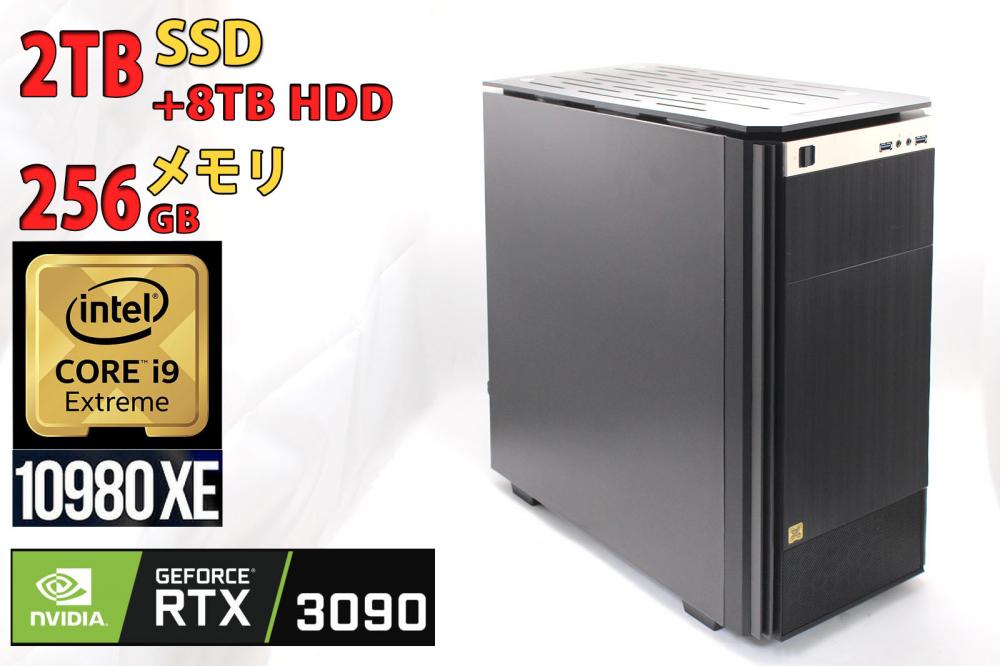 ゲーミングPC 美品 TSUKUMO eX.computer WA9J-H200/XT ワークステーション Windows11 18コア 第10世代 i9-10980XE 256GB NVMe 2TB-SSD + 8TB-HDD ZOTAC GAMING NVIDIA RTX 3090