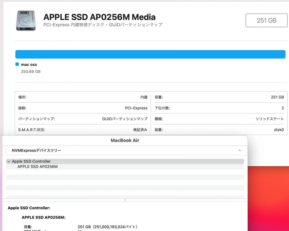 中古美品 2K対応 13インチ Apple MacBook Air A1932 (True Tone, 2019) macOS Big Sur(正規版Windows11追加可能) 高性能 八世代Core i5-8210Y 8GB 超高速NVMe-SSD-251G カメラ ノートパソコン 中古パソコン