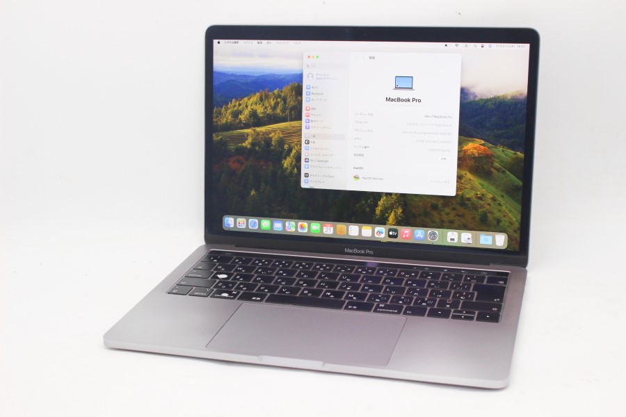 中古 2K対応 13.3型 Apple MacBook Pro A1989 (TouchBar2019) macOS 14 sonoma(正規Win11追加可) 八世代 i5-8279U 16GB NVMe 256GB-SSD カメラ 無線 中古パソコン 管:0931m